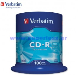 CD-R VERBATIM 52x 80MIN CAKE 100 ΤΕΜΑΧΙΑ 43411 CD - DVD - ΔΙΣΚΕΤΕΣ ειδη γραφειου, αναλωσιμα, γραφικη υλη - paperless.gr